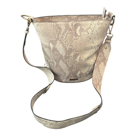 Rachel Zoe Faux Snakeskin Bucket Bag – Neutral Beige & Taupe - Picture 1 of 7